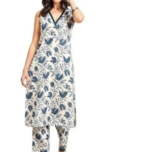 rytras Women's Cotton Printed Straight Kurta With Pant Set