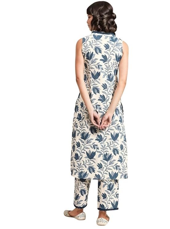 rytras Women's Cotton Printed Straight Kurta With Pant Set - Image 4
