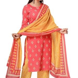 rytras Women's Rayon Straight Kurta with Palazzos and Dupatta